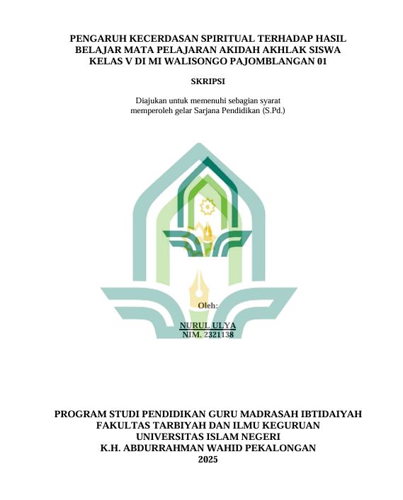 Image of Pengaruh Kecerdasan Spiritual Terhadap Hasil Belajar Mata Pelajaran Akidah Akhlak Siswa Kelas V Di MI Walisongo Pajomblangan 01