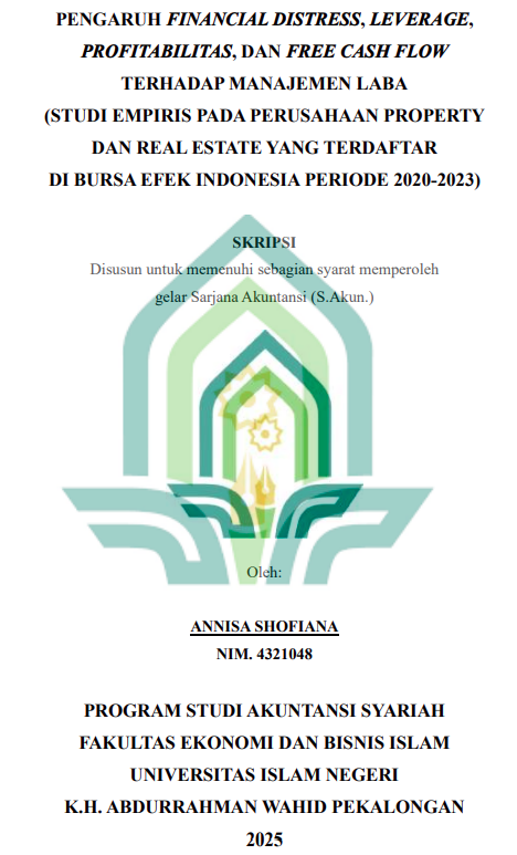 Image of Pengaruh Financial Distress, Leverage, Profitabilitas, dan Free Cash Flow Terhadap Manajemen Laba (Studi Empiris Pada Perusahaan Property dan Real Estate yang Terdaftar di Bursa Efek Indonesia Periode 2020-2023)
