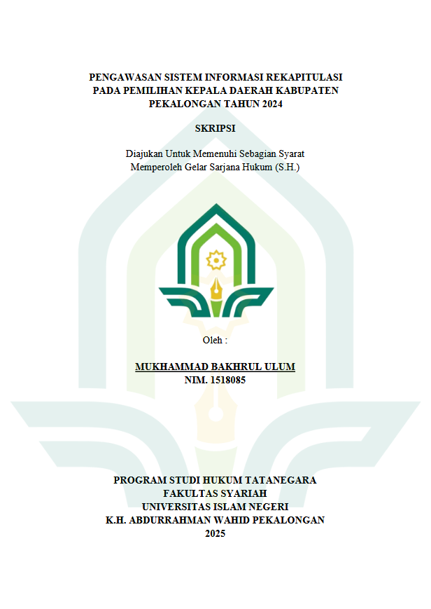 Image of Pengawasan Sistem Informasi Rekapitulasi Pada Pemilihan Kepala Daerah Kabupaten Pekalongan Tahun 2024