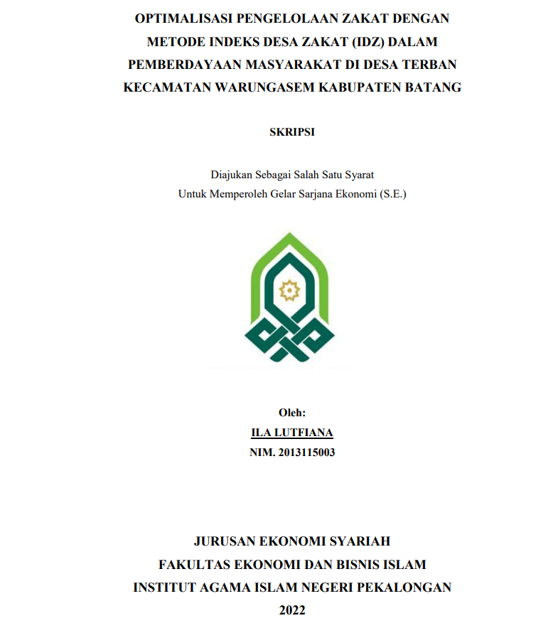Image of Optimasilasi Pengelolaan Zakat Dengan Metode Indeks Desa Zakat (IDZ) Dalam Pemberdayaan Masyarakat Di Desa Terban Kecamatan Warungasem Kabupaten Batang