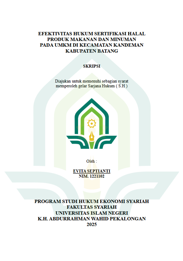 Image of Efektivitas Hukum Sertifikasi Halal Produk Makanan Dan Minuman Pada UMKM Di Kecamatan Kandeman Kabupaten Batang