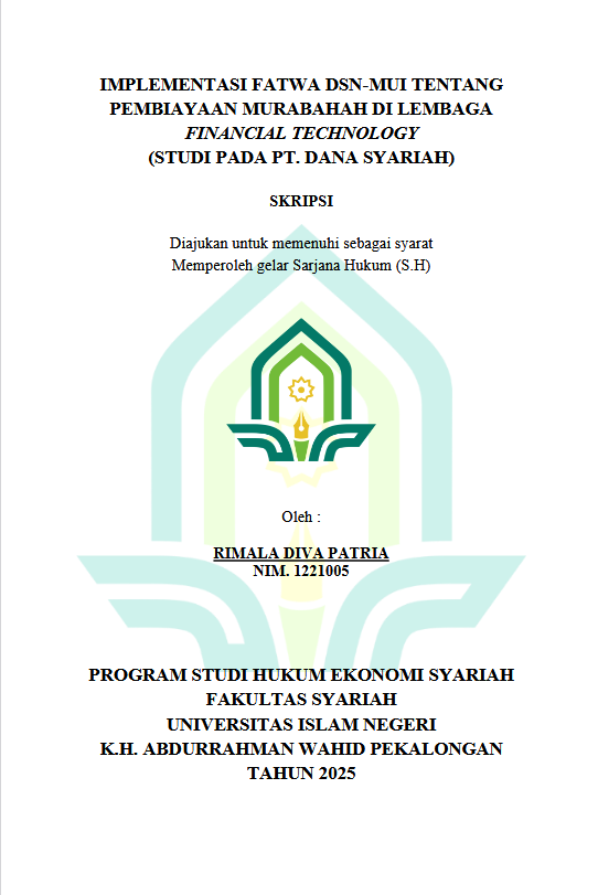 Image of Implementasi Fatwa DSN-MUI Tentang Pembiayaan Murabahah Di Lembaga Financial Technology (Studi Pada PT. Dana Syariah)