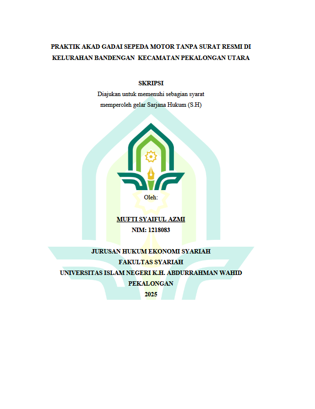 Image of Praktik Akad Gadai Sepeda Motor Tanpa Surat Resmi Di Kelurahan Bandengan Kecamatan Pekalongan Utara