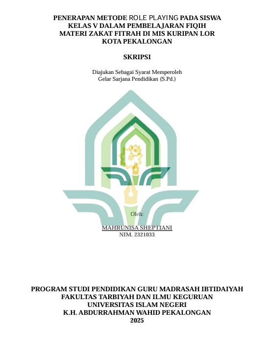 Image of Penerapan Metode Role Playing Pada Siswa Kelas V Dalam Pembelajaran Fiqih Materi Zakat Fitrah Di MIS Kuripan Lor Kota Pekalongan