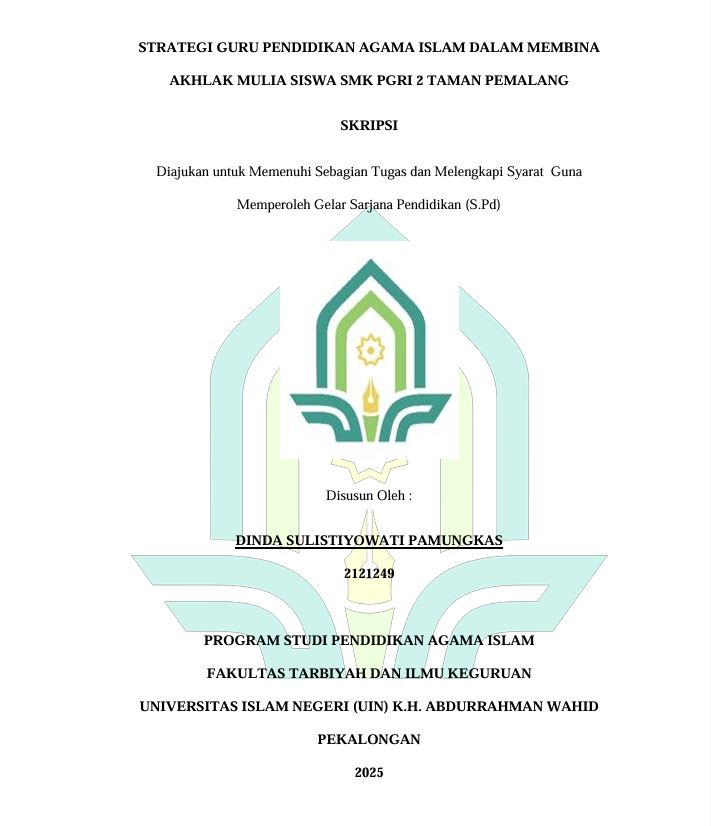 Image of Strategi Guru Pendidikan Agama Islam Dalam Membina Akhlak Mulia Siswa SMK PGRI 2 Taman Pemalang