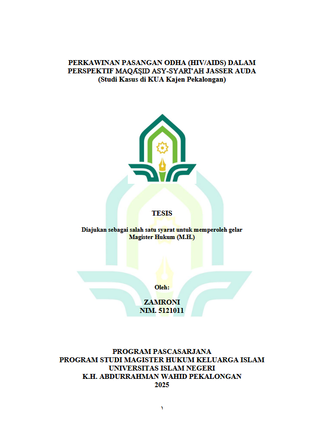 Image of Perkawinan Pasangan ODHA (HIV/AIDS) Dalam Perspektif Maqāṣid Asy-Syarī’ah Jasser Auda (Studi Kasus di KUA Kajen Pekalongan)