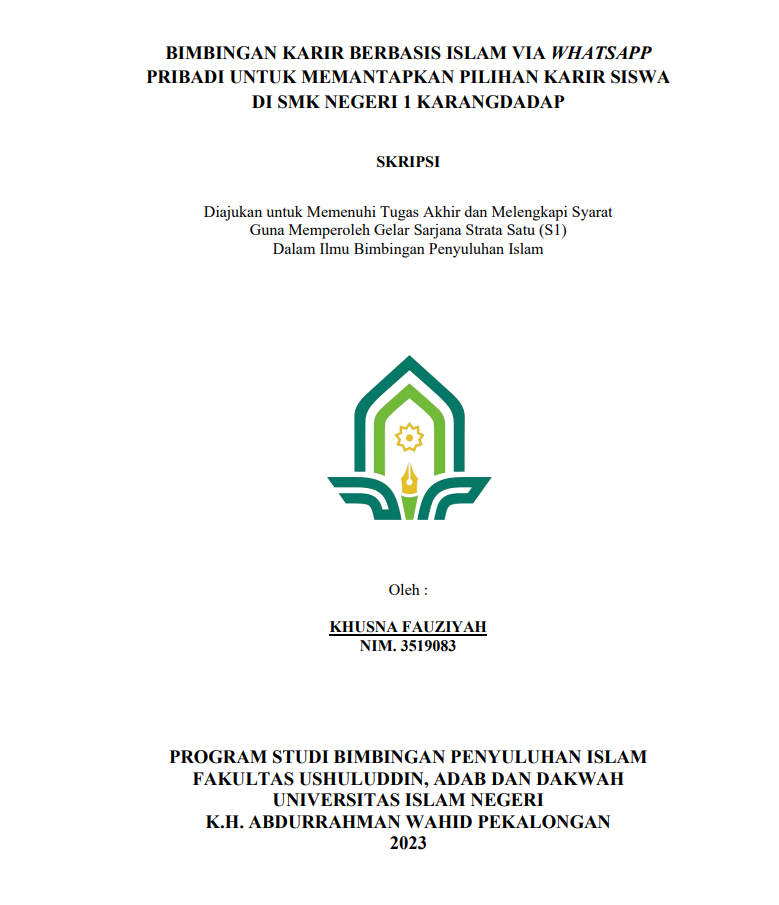 Image of Bimbingan Karir Berbasis Islam Via Whatsapp Pribadi Untuk Memantapkan Pilihan Karir Siswa di SMK Negeri 1 Karangdadap
