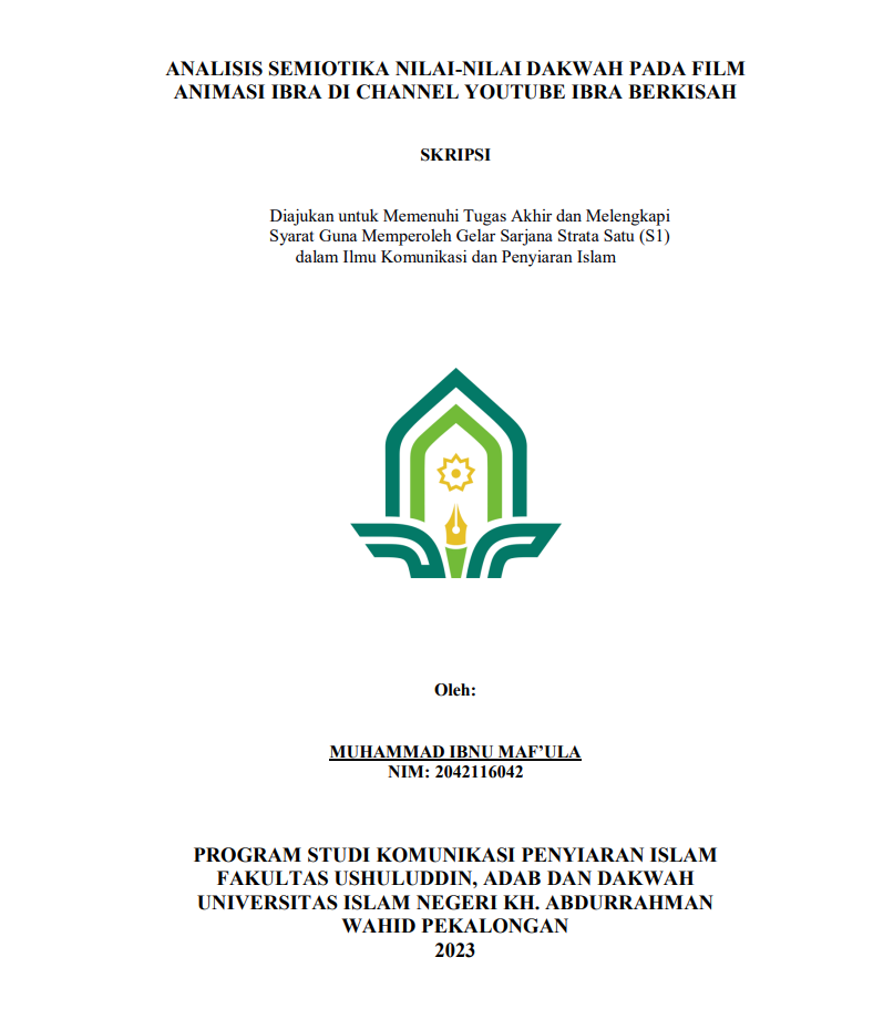 Image of Analisis Semiotika Nilai Nilai Dakwah Pada Film Animasi Ibra di Channel Youtube Ibra Berkasih