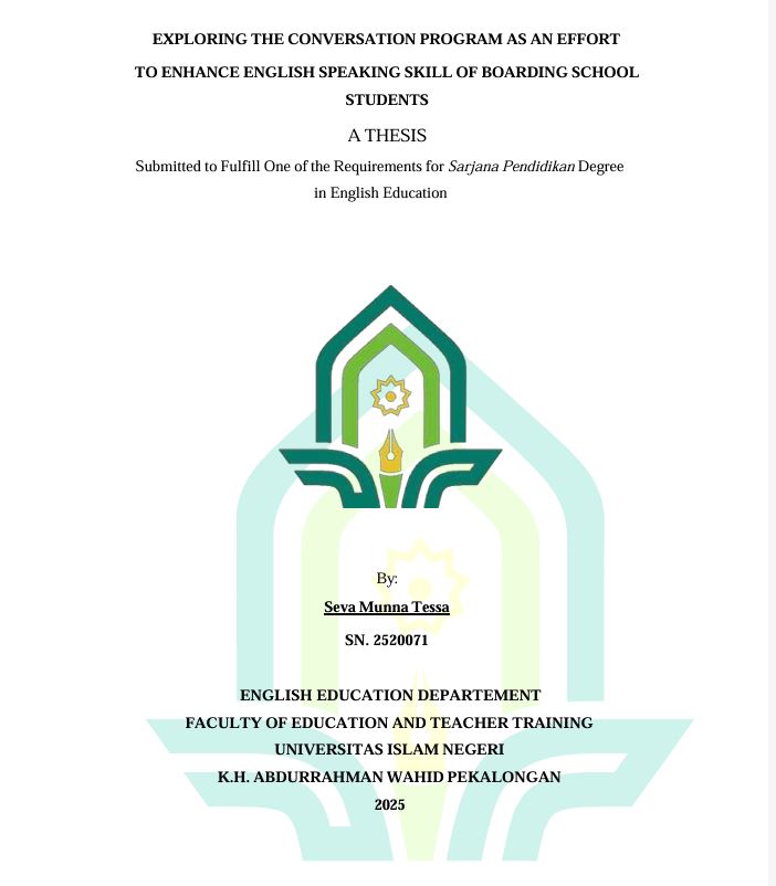 Image of Exsploring The Conversation Program As An Effort To Enhance English Speaking Skills Boarding School Students