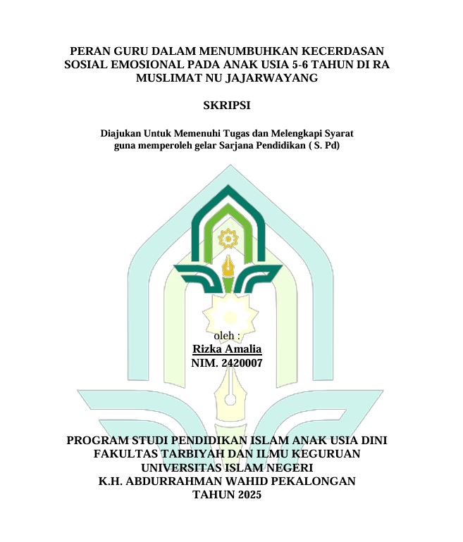 Image of Peran Guru Dalam Menumbuhkan Kecerdasan Sosial Emosional Pada Anak Usia 5-6 Tahun Di RA Muslimat NU Jajarwayang