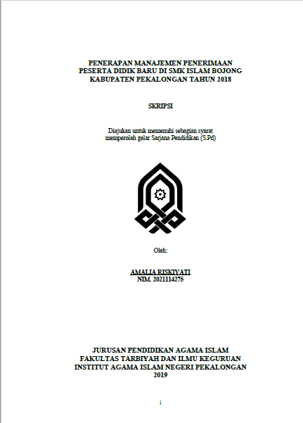 Image of Penerapan Manajemen Penerimaan Peserta Didik Baru Di SMK Islam Bojong Kabupaten Pekalongan Tahun 2018