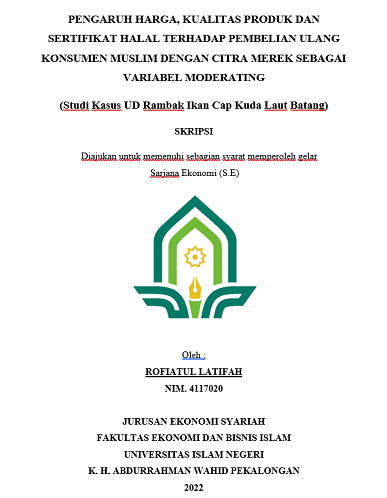 Image of Pengaruh Harga, Kualitas Produk Dan Sertifikat Halal Terhadap Pembelian Ulang Konsumen Muslim Dengan Citra Merek Sebagai Variabel Moderating (Studi Kasus UD Rambak Ikan Cap Kuda Laut Batang)