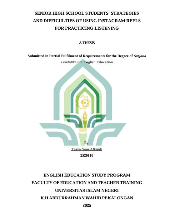 Image of Senior High School Students' Strategies And Difficulties Of Using Instagram Reels For Practicing Listening