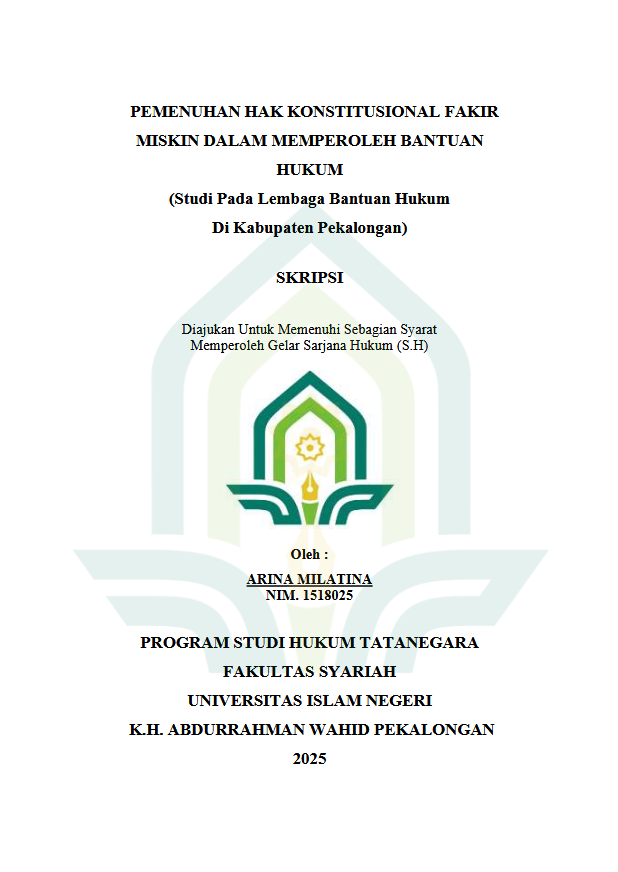 Image of Pemenuhan Hak Konstitusional Fakir Miskin Dalam Memperoleh Bantuan Hukum (Studi Pada Lembaga Bantuan Hukum Di Kabupaten Pekalongan)