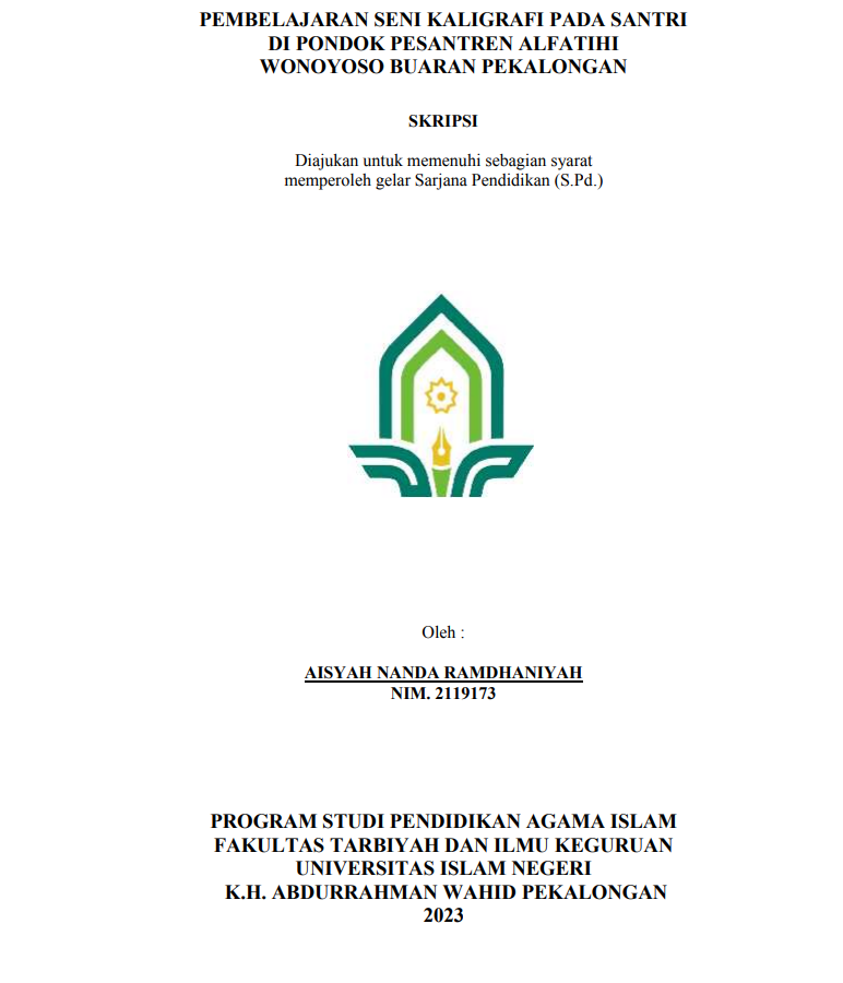 Image of Pembelajaran Seni Kaligrafi Pada Santri Di Pondok Pesantren Alfatihi Wonoyoso Buaran Pekalongan