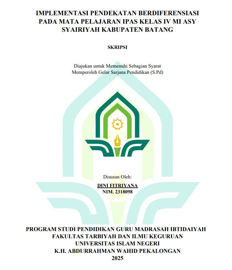 Image of Implementasi Pendekatan Berdiferensiasi Pada Mata Pelajaran IPAS Kelas IV MI As-Syairiyah Kabupaten Batang