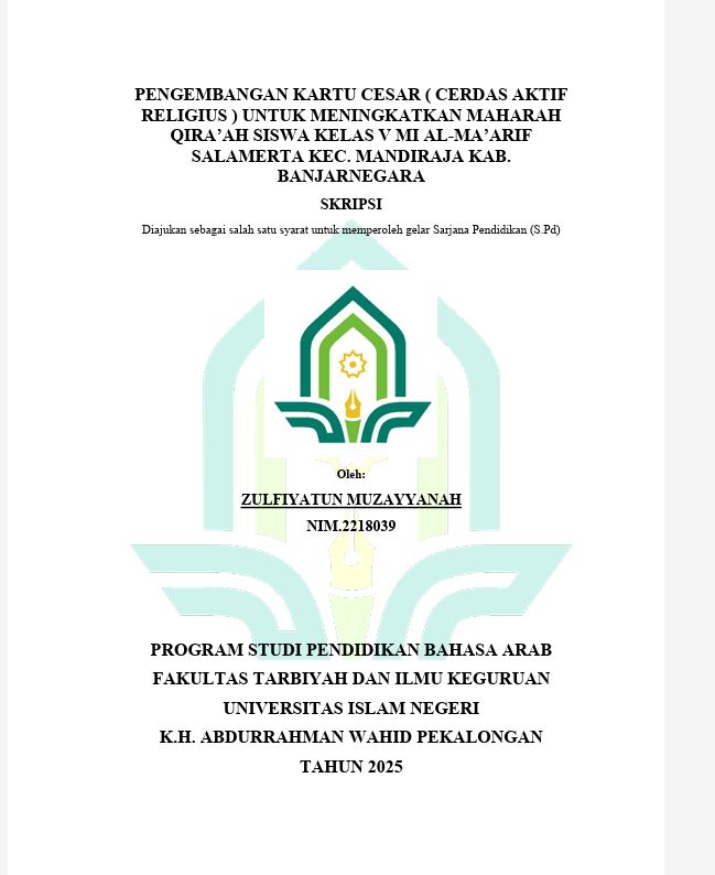 Image of Pengembangan Kartu Cesar (Cerdas Aktif Religius) Untuk Meningkatkan Maharah Qira'ah Siswa Kelas V MI Al-Ma'arif Salamerta Kec. Mandiraja Kab. Banjarnegara