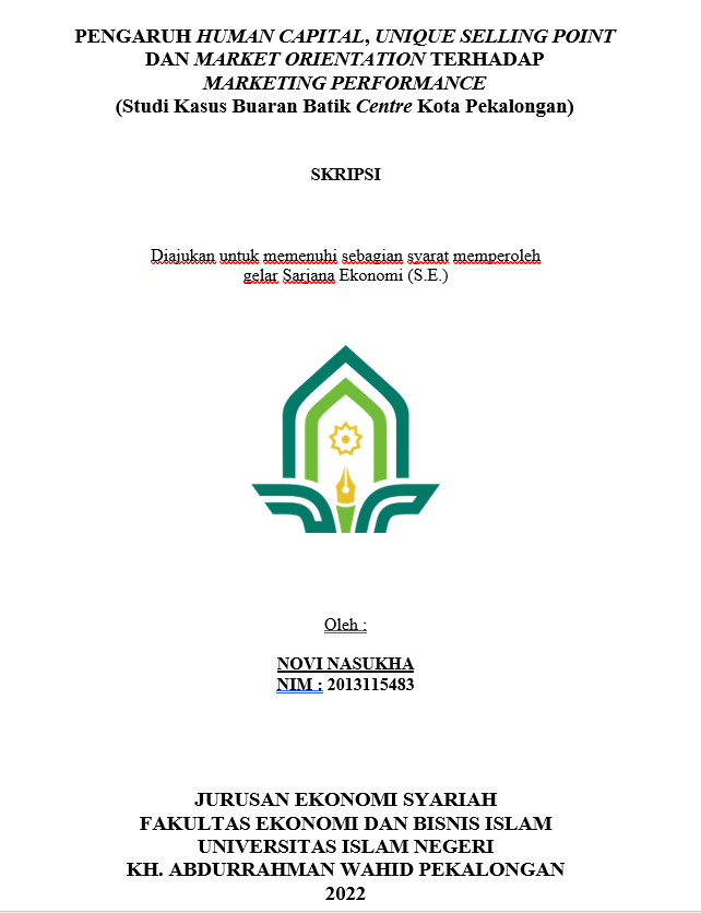Image of Pengaruh Human Capital, Unique Selling Point Dan Market Orientation Terhadap Marketing Performance (Studi Kasus Buaran Batik Centre Kota Pekalongan)