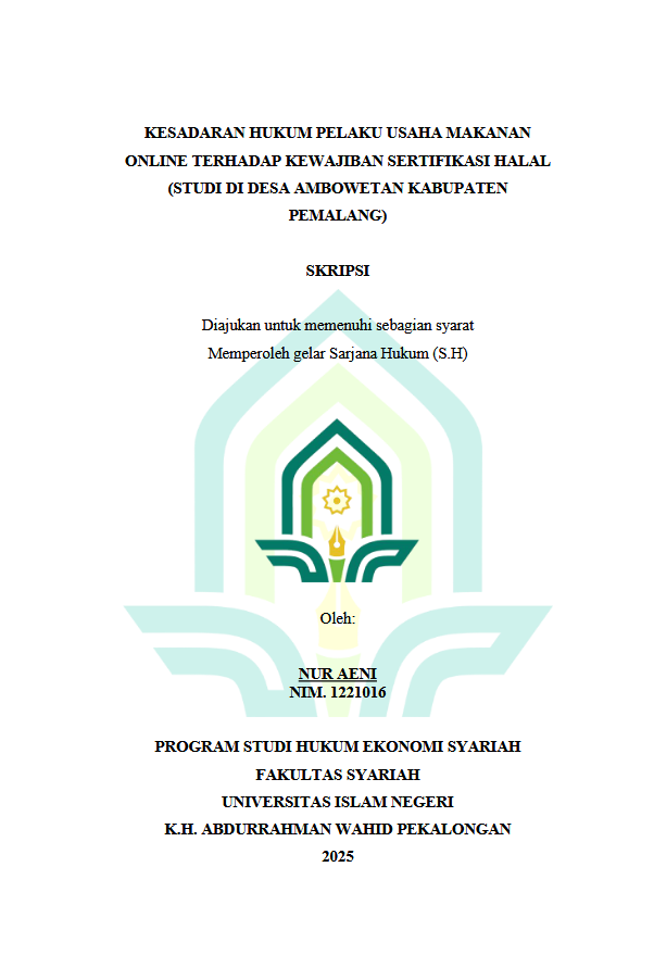 Image of Kesadaran Hukum Pelaku Usaha Makanan Online Terhadap Kewajiban Sertifikasi Halal (Studi Di Desa Ambowetan Kabupaten Pemalang)