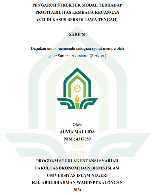 Image of Pengaruh Struktur Modal Terhadap Profitabilitas Lembaga Keuangan (Studi Kasus BPRS di Jawa Tengah)