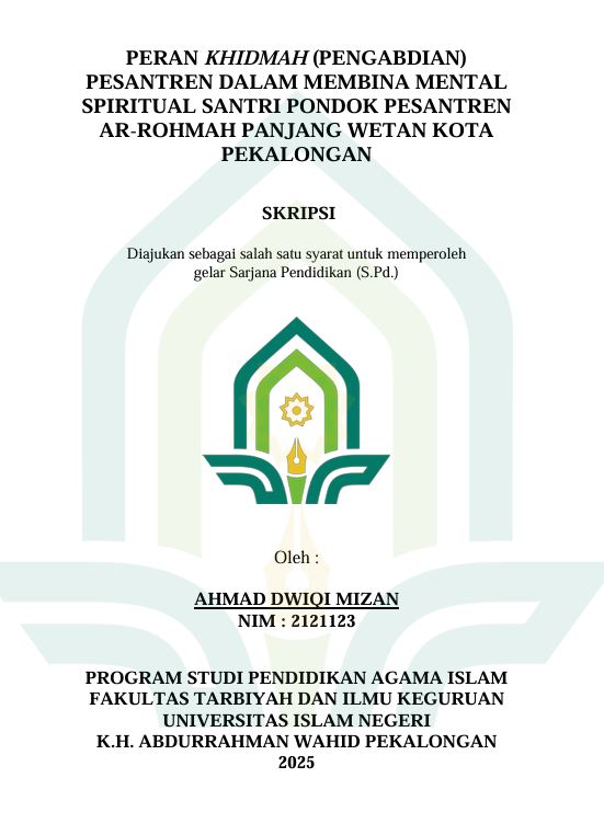 Image of Peran Khidmah (Pengabdian) Pesantren Dalam Membina Mnetal Spiritual Santri Pondok Pesantren Ar-Rohmah Panjang Wetan Kota Pekalongan