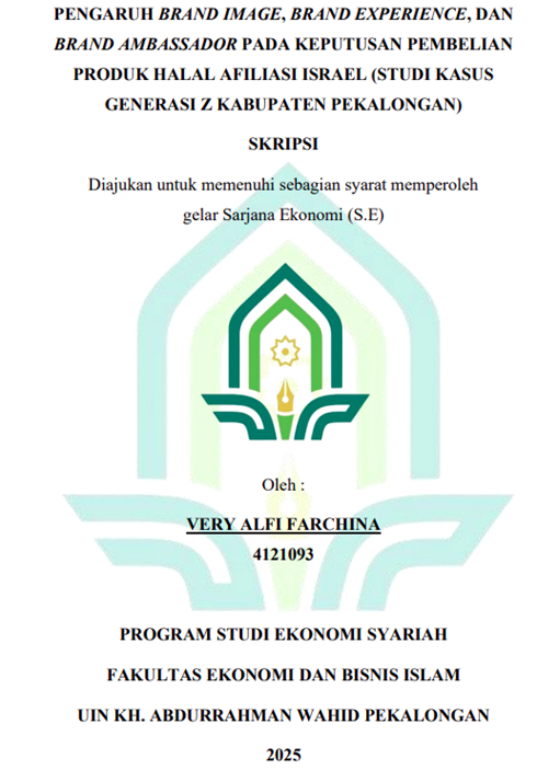 Image of Pengaruh Brand Image, Brand Experience, dan Brand Ambassador Pada Keputusan Pembelian Produk Halal Afiliasi Israel ( Studi Kasus Generasi Z Kabupaten Pekalongan)