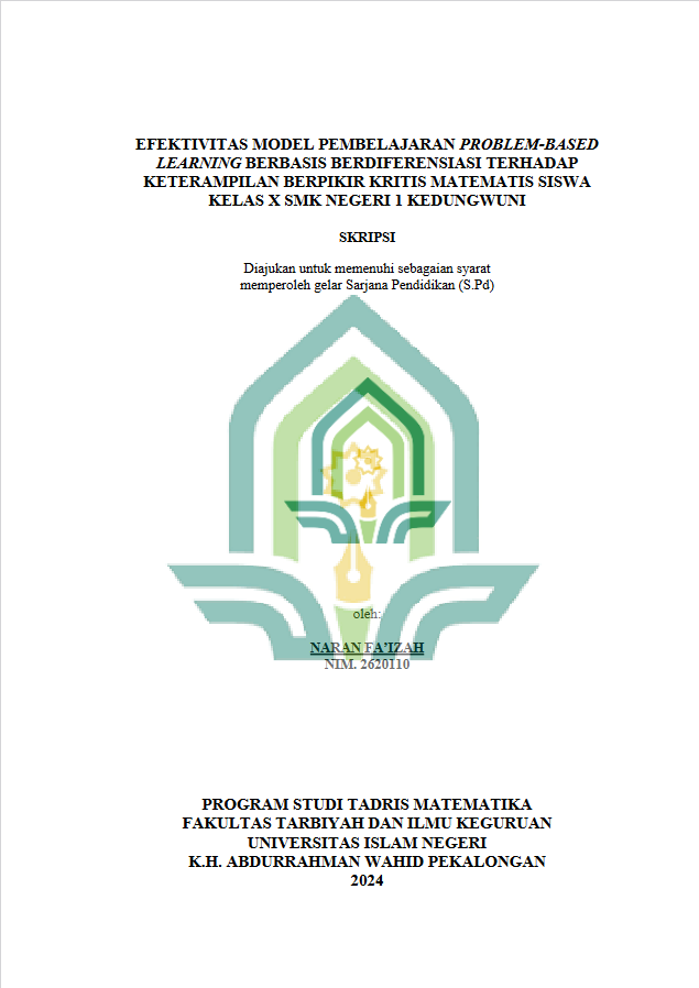 Image of Efektivitas Model Pembelajaran Problem-Based Learning Berbasis Berdiferensiasi Terhadap Keterampilan Berpikir Kritis Matematis Siswa Kelas X SMK Negeri 1 Kedungwuni