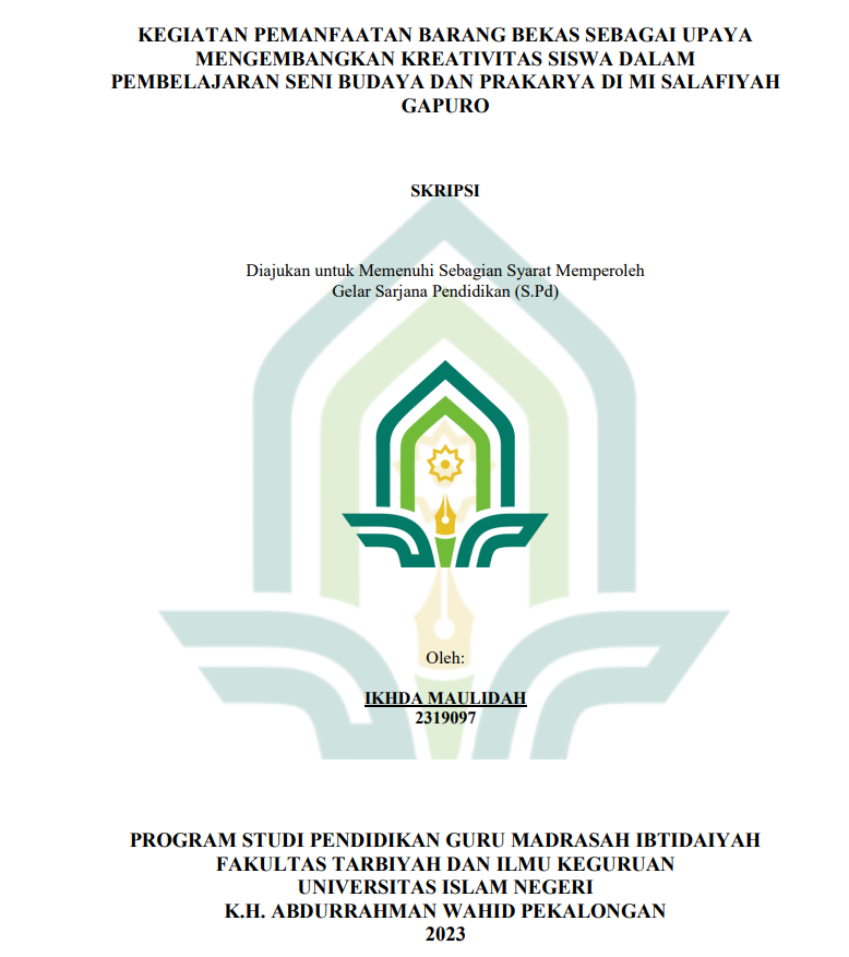 Image of Kegiatan Pemanfaatan Barang Bekas Sebagai Upaya Mengembangkan Kreativitas Siswa Dalam Pembelajaran Seni Budaya Dan Prakarya Di MI Salafiyah Gapuro
