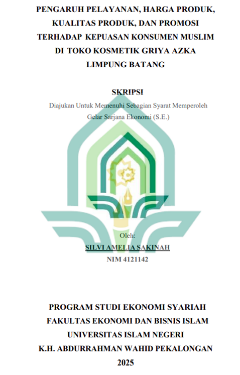 Image of Pengaruh Pelayanan, Harga Produk, Kualitas Produk, dan Promosi Terhadap Kepuasan Konsumen Muslim di Toko Kosmetik Griya Azka Limpung Batang