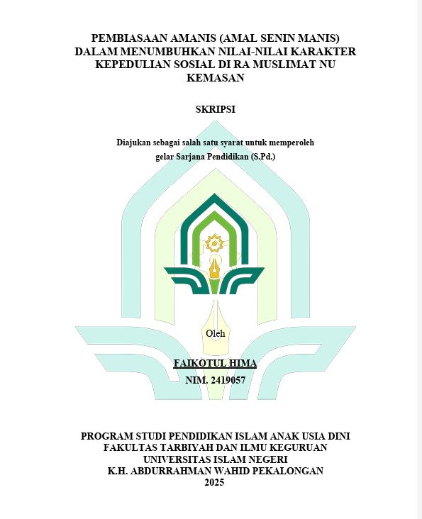 Image of Pembiasaan Amanis (Amal Senin Manis) Dalam Menumbuhkan Nilai-Nilai Karakter Kepedulian Sosial di RA Muslimat NU Kemasan