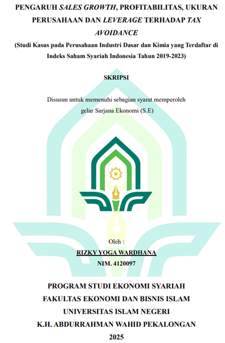 Image of Pengaruh Sales Growth, Profitabilitas, Ukuran Perusahaan dan Leverage Terhadap Tax Avoidance (Studi Kasus pada Perusahaan Industri Dasar dan Kimia yang Terdaftar di Indeks Saham Syariah Indonesia Tahun 2019-2023)