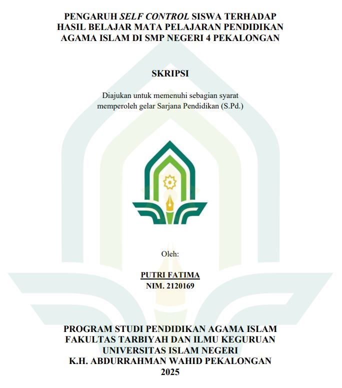Image of Pengaruh Self Control Siswa Terhadap Hasil Belajar Mata Pelajaran Pendidikan Agama Islam Di SMP Negeri 4 Pekalongan