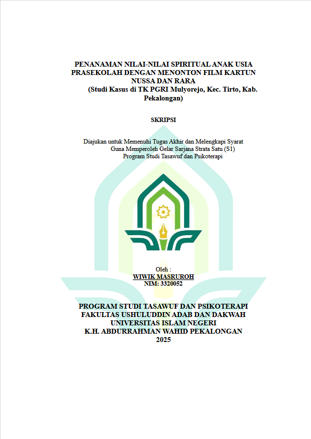 Image of Penanaman Nilai-Nilai Spiritual Anak Usia Prasekolah Dengan Menonton Film Kartun Nussa Dan Rara (Studi Kasus Di TK PGRI Mulyorejo, Kec. Tirto, Kab. Pekalongan)