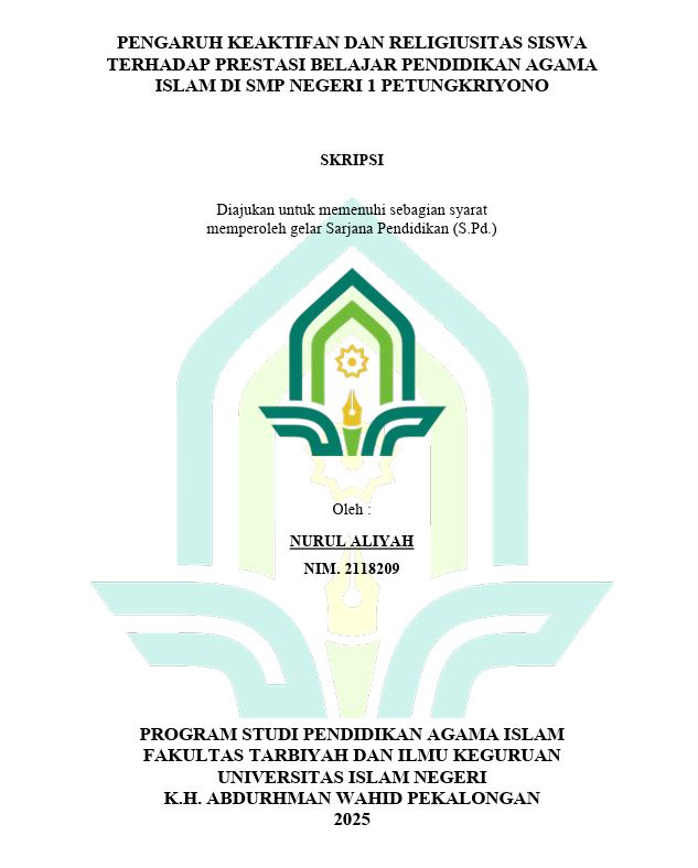 Image of Pengaruh Keaktifan Dan Religiusitas Siswa Terhadap Prestasi Belajar Pendidikan Agama Islam Di SMP Negeri 1 Petungkriyono