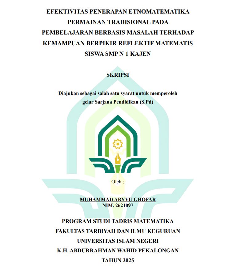Image of Efektivitas Penerapan Etnomatematika Permainan Tradisional Pada Pembelajaran Berbasis Masalah Terhadap Kemampuan Berpikir Reflektif Matematis Siswa SMP N 1 Kajen