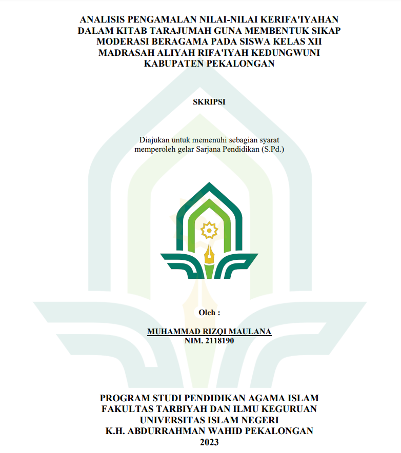 Image of Analisis Pengalaman Nilai-Nilai Kerifa'iyahan Dalam Kitab Tarajumah Guna Membentuk Sikap Moderasi Beragama pada Siswa Kelas XII Madrasah Aliyah Rifa'iyah Kedungwuni Kabupaten Pekalongan