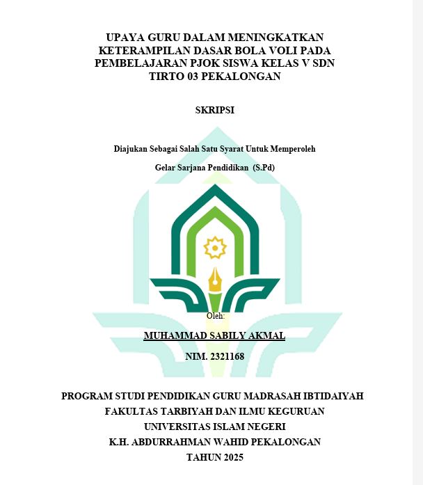 Image of Upaya Guru Dalam Meningkatkan Keterampilan Dasar Bola Voli Pada Pembelajaran PJOK Siswa Kelas V SDN Tirto 03 Pekalongan