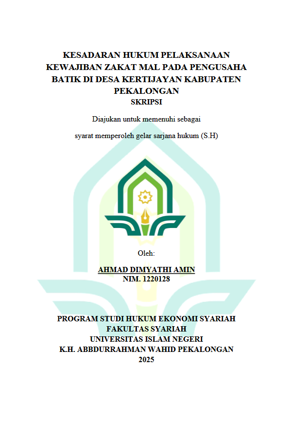 Image of Kesadaran Hukum Pelaksanaan Kewajiban Zakat Mal Pada Pengusaha Batik Di Desa Kertijayan Kabupaten Pekalongan