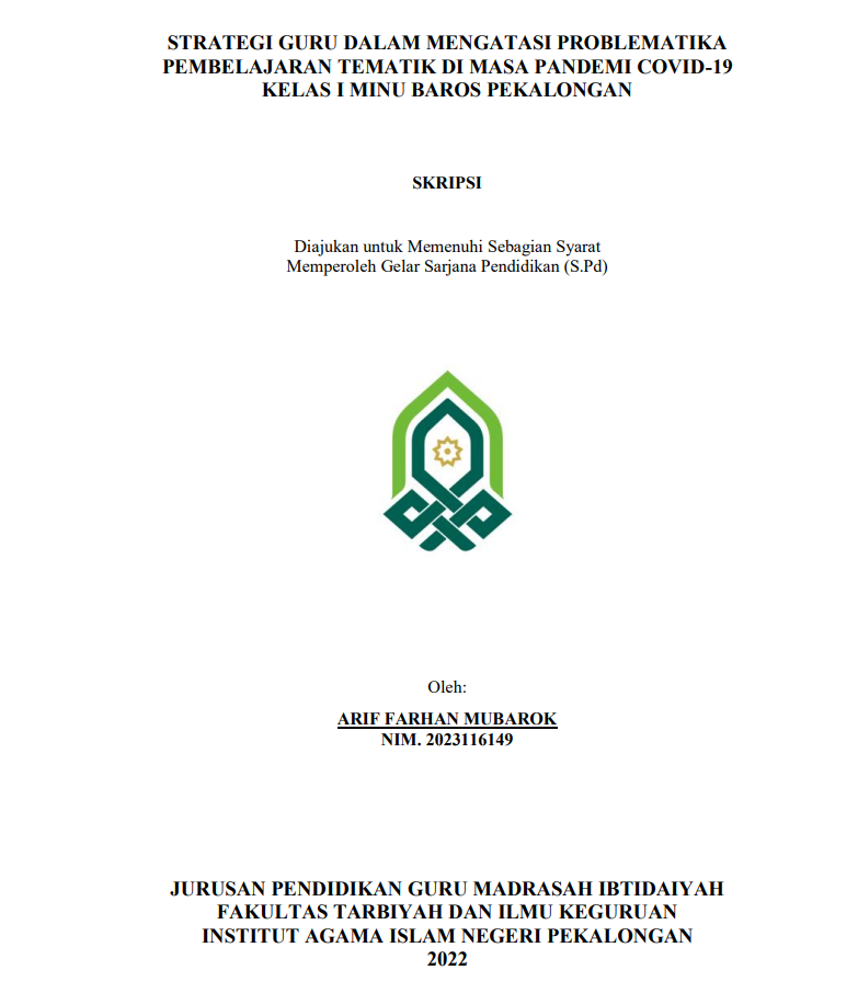 Image of Strategi Guru dalam Mengatasi Problematika Pembelajaran Tematik di Masa Pandemi Covid-19 Kelas I MINU Baros Pekalongan