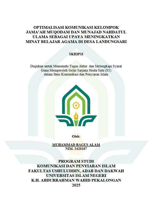 Image of Optimalisasi Komunikasi Kelompok Jama’ah Muqodam Dan Munajad Nahdatul Ulama Sebagai Upaya Meningkatkan Minat Belajar Agama Di Desa Landungsari