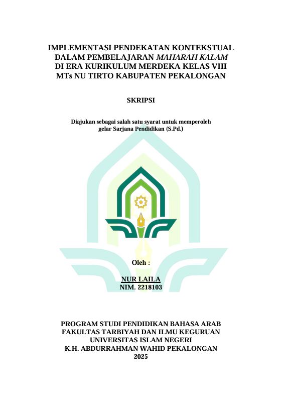 Image of Implementasi Pendekatan Kontekstual Dalam Pembelajaran Maharah Kalam Di Era Kurikulum Merdeka Kelas VIII MTs NU Tirto Kabupaten Pekalongan