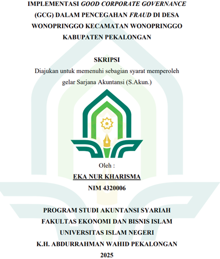 Image of Implementasi Good Corporate Governance (GCG) Dalam Pencegahan Fraud di Desa Wonopringgo Kecamatan Wonopringgo Kabupaten Pekalongan