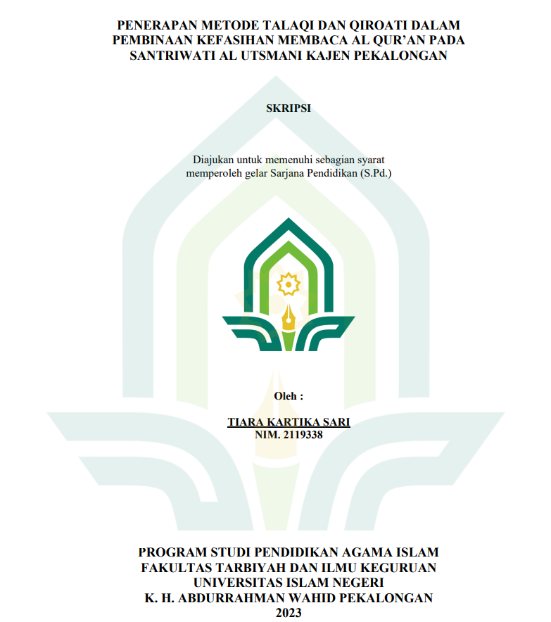 Image of Penerapan Metode Talaqi Dan Qiroati Dalam Pembinaan Kefasihan Membaca Al Qur'an Pada Santriwati Al Utsmani Kajen Pekalongan