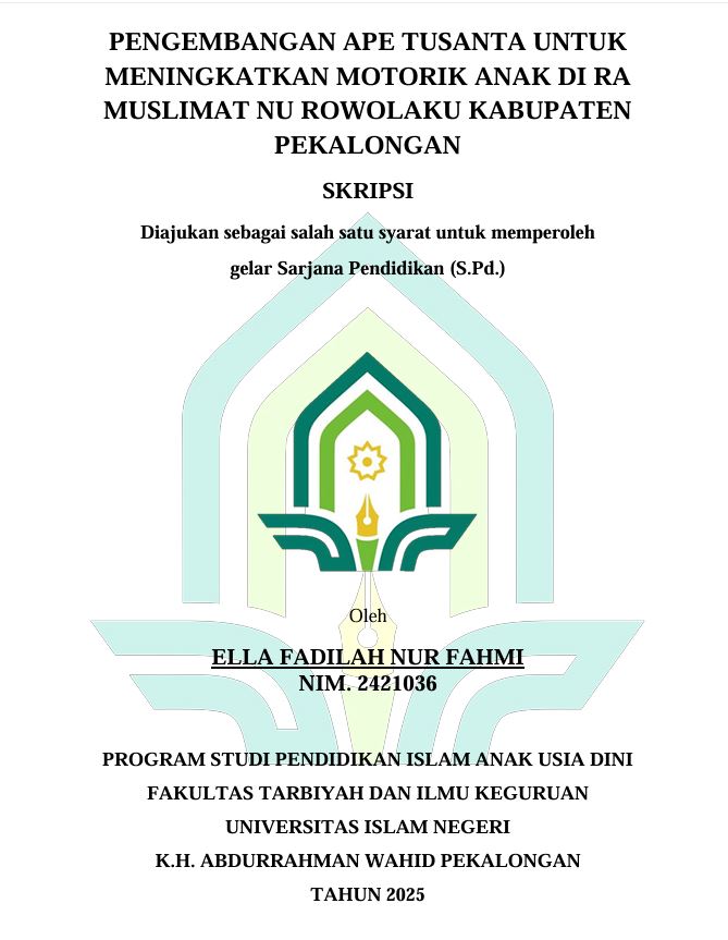 Image of Pengembangan Ape Tusanta Untuk Meningkatkan Motorik Anak di RA Muslimat NU Rowolaku Kabupaten Pekalongan