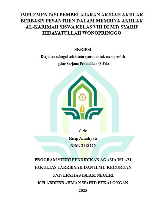 Image of Implementasi Pembelajaran Akidah Akhlak Berbasis Pesantren Dalam Membina Akhlak Al-Karimah Siswa Kelas VII di MTs Syarif Hidayatullah Wonopringgo