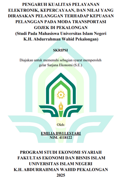 Image of Pengaruh Kualitas Pelayanan Elektronik, Kepercayaan, dan Nilai yang Dirasakan Pelanggan Terhadap Kepuasan Pelanggan pada Moda Transportasi Gojek di Pekalongan (Studi pada Mahasiswa Universitas Islam Negeri K.H.Abdurrahman Wahid Pekalongan)