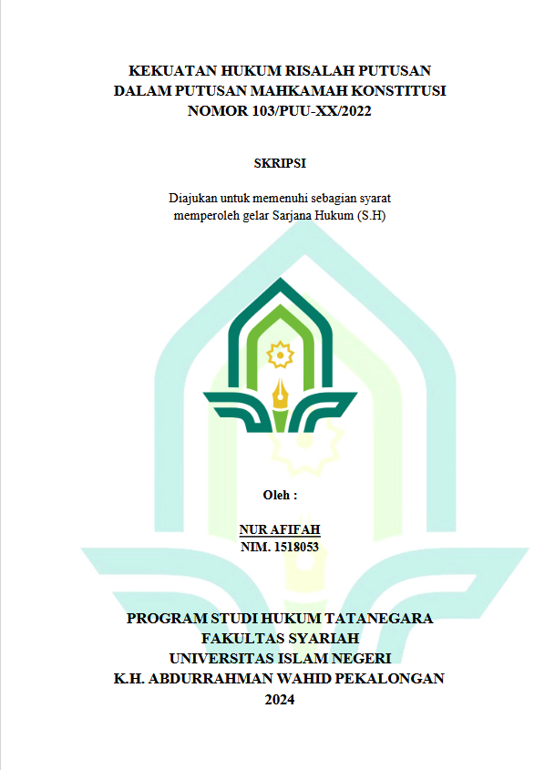Image of Kekuatan Hukum Risalah Putusan Dalam Putusan Mahkamah Konstitusi Nomor 103/PUU-XX/2022