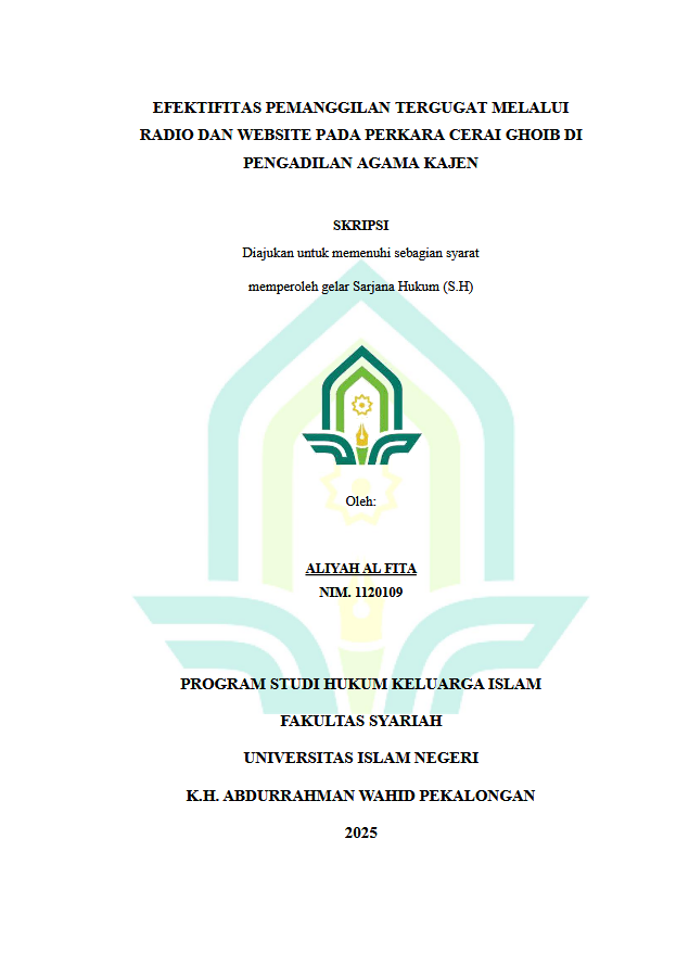 Image of Efektifitas Pemanggilan Tergugat Melalui Radio Dan Website Pada Perkara Cerai Ghoib Pengadilan Agama Kajen