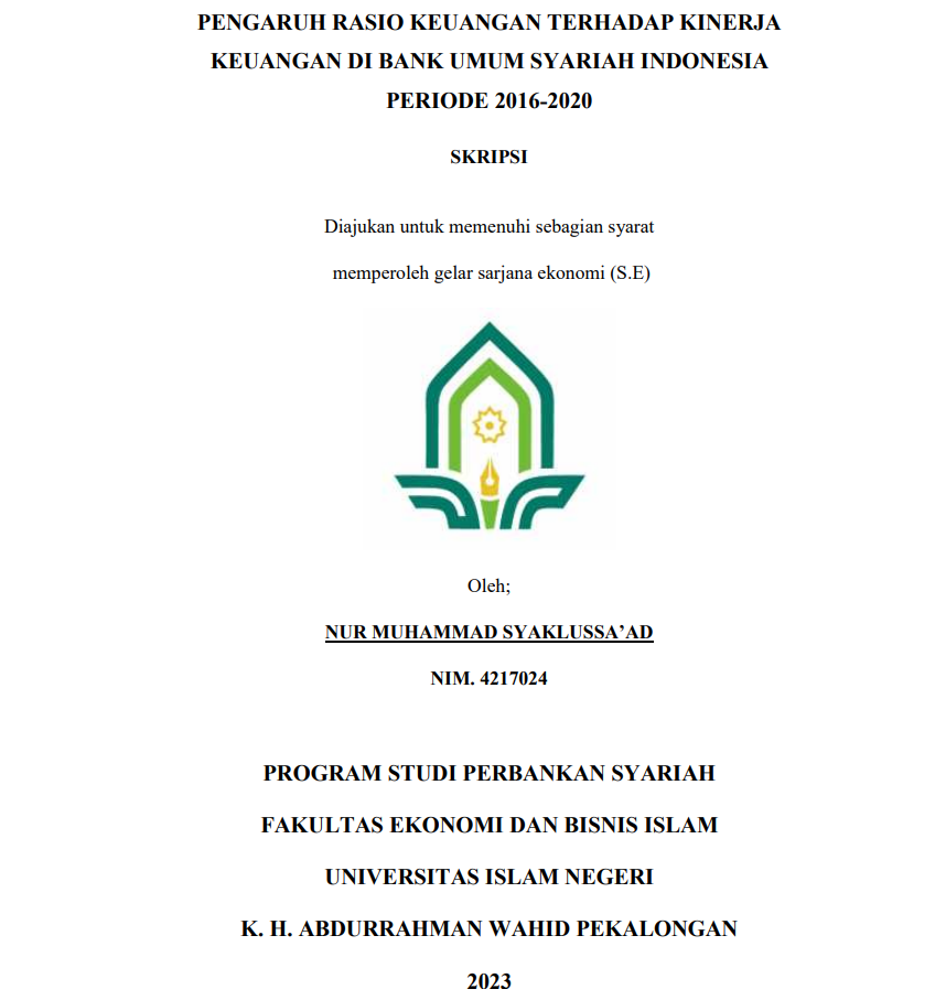 Image of Pengaruh Rasio Keuangan Terhadap Kinerja Keuangan di Bank Umum Syariah Indonesia Periode 2016-2020