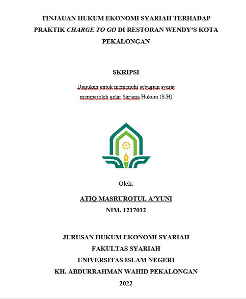 Image of Tinjauan Hukum Ekonomi Syariah Terhadap Praktik Charge To Go di Restoran Wendy.s Kota Pekalongan